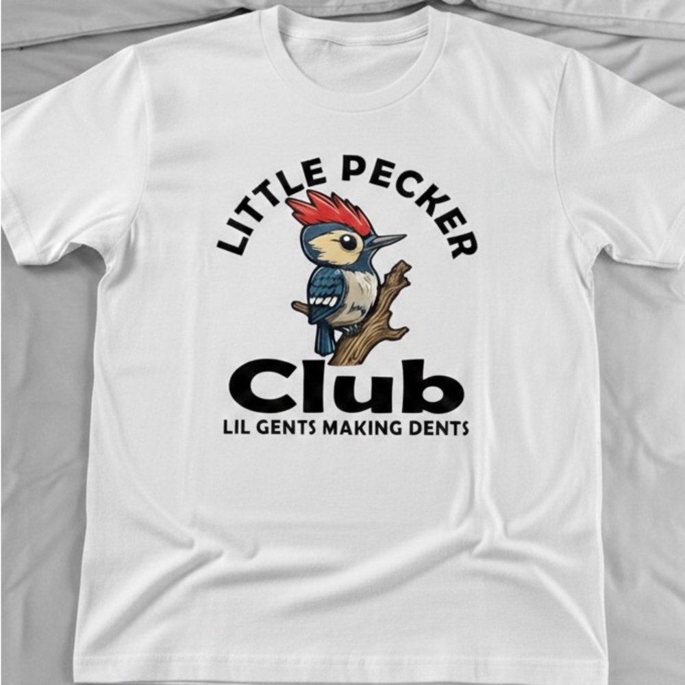 Little Pecker Club Bird Design T-Shirt